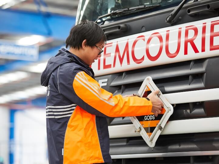 Dangerous Goods Placards on vehicles - Chemcouriers Team Member Placarding B-Double